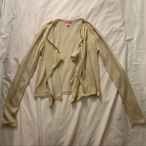EUC Lilly pulitzer open front gold sweater S